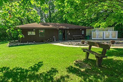 Wooded campsites at Ice Age Campground, Devil's Lake State Park