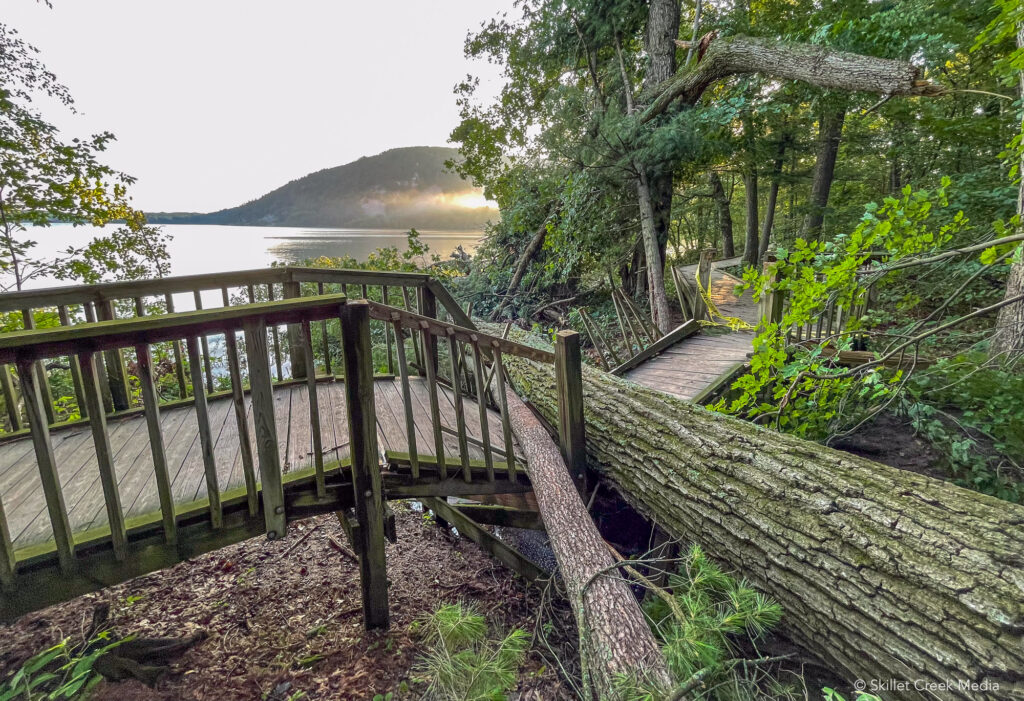 Tree fallen on the bridge, Devil's Lake State Park.