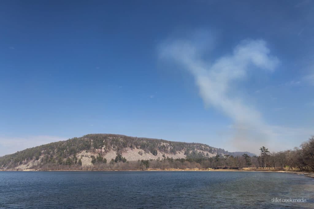 Smoke rises over Devil's Lake