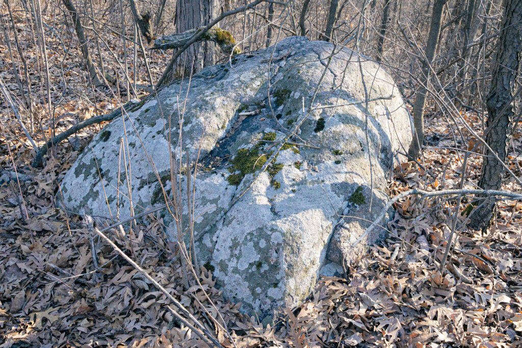 gray granite boulder, Devil's Lake State Park