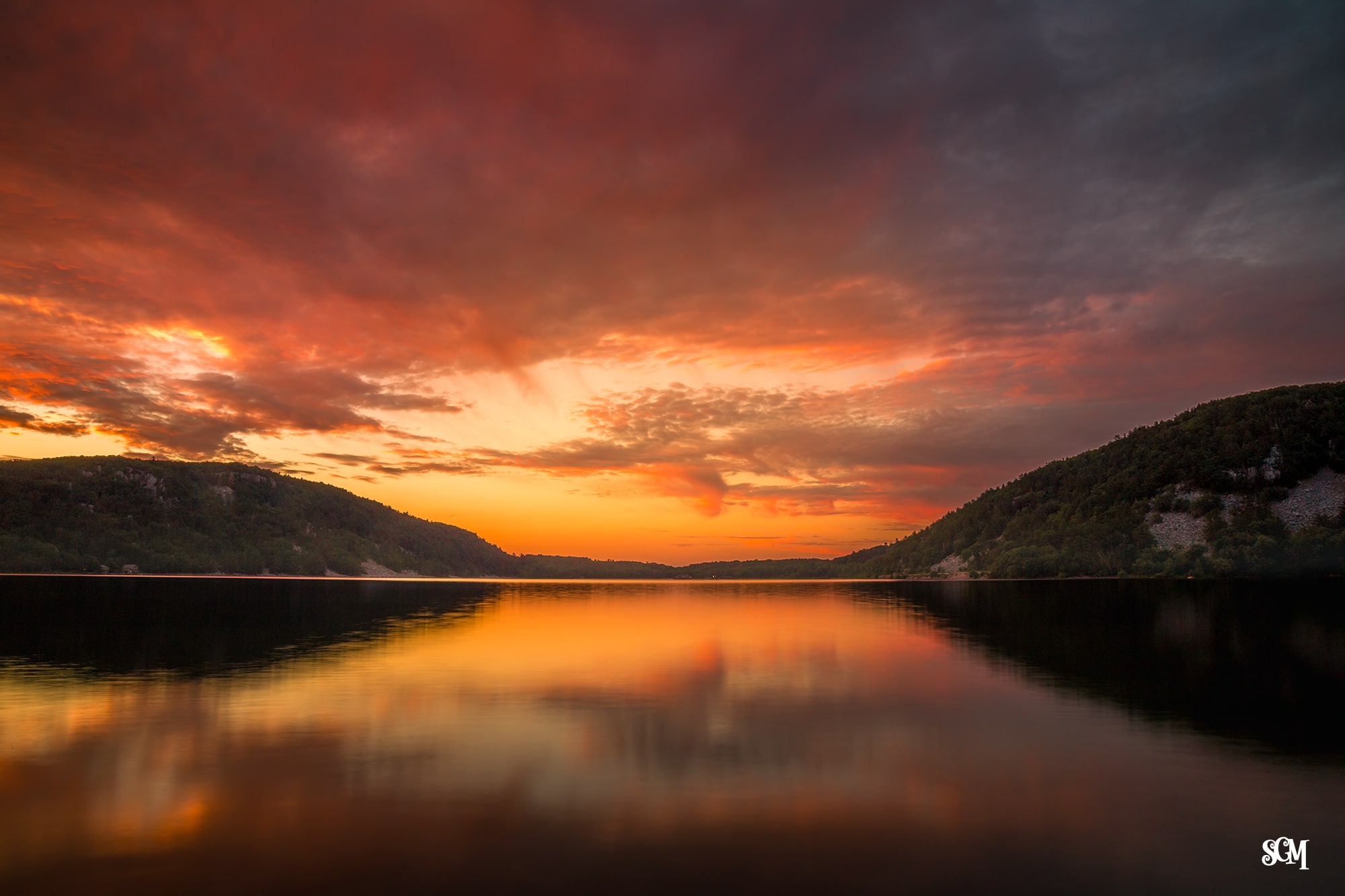 Orange Sunset at Devil's Lake State Park