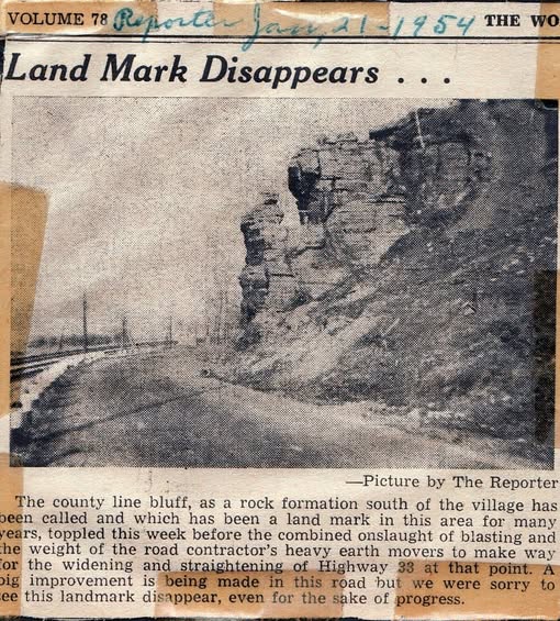 Countyline Bluff rock formation removed to make way for Hwy 33 near Wonewoc. 